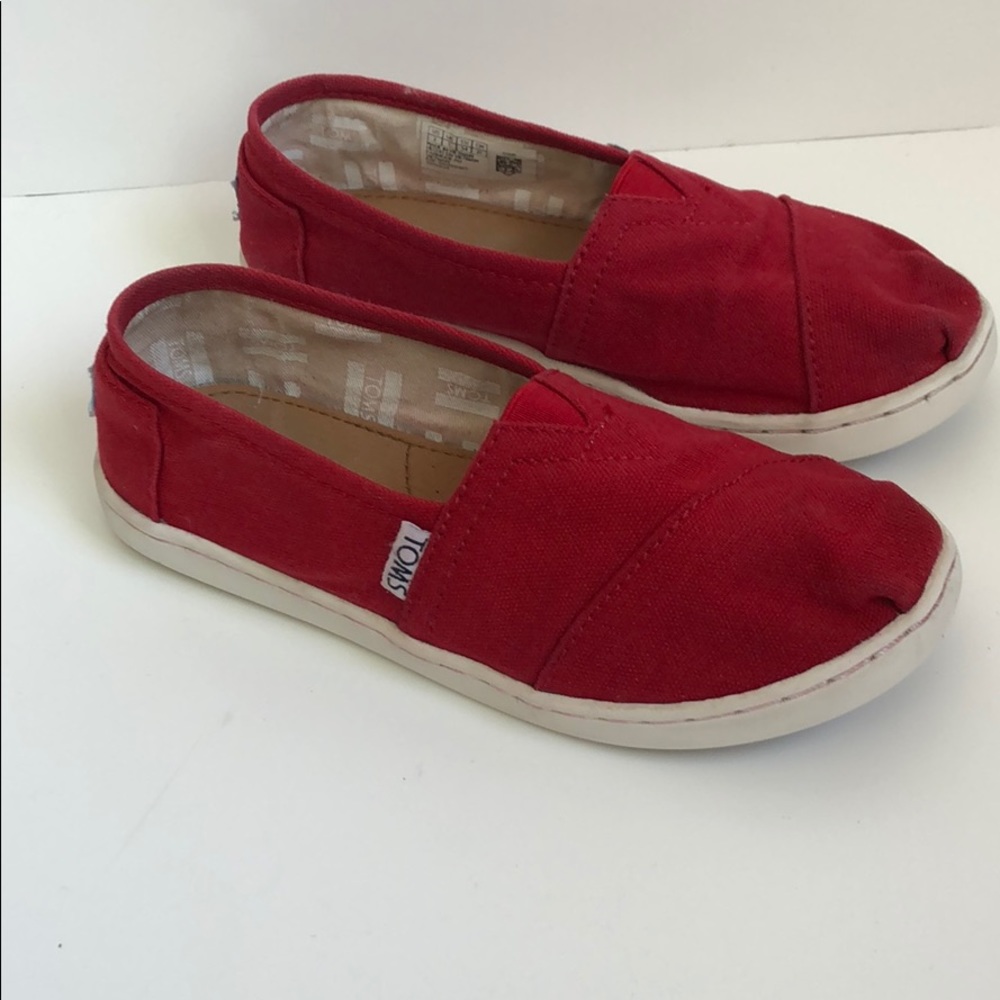 Toms Red Canvas Youth Size 2